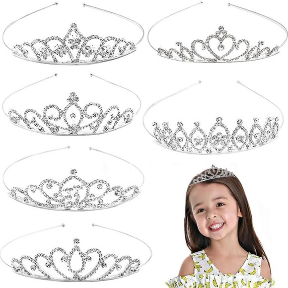 6 Pack Crystal Tiara Crown,Rhinestone Princess Crown,Silver Crystal Tiara for Gi - Picture 1 of 7